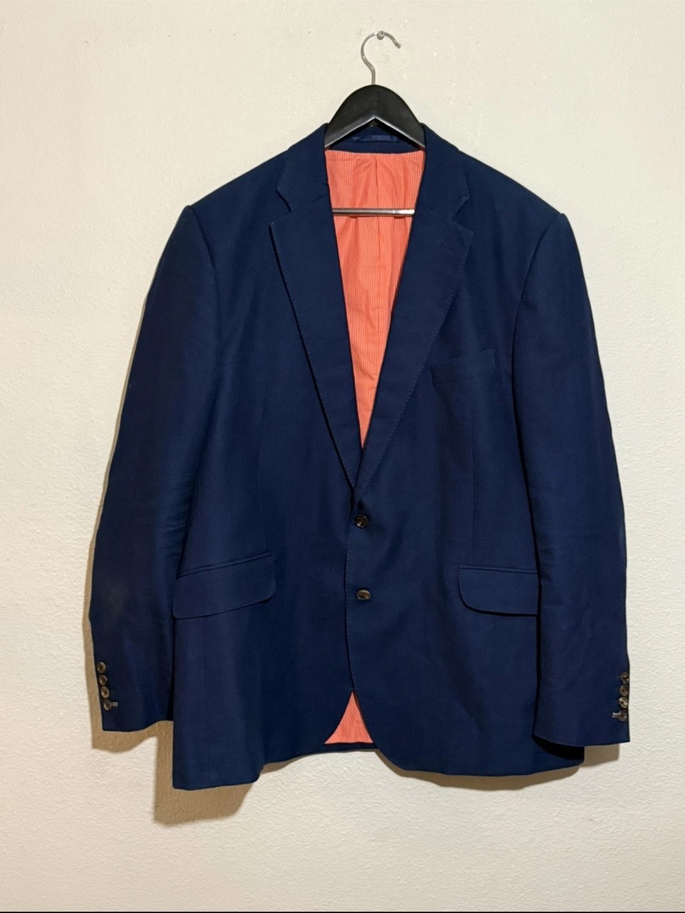 Thomas Pink  Blazer Mens 48 R Blue Sport Coat w salmon inside